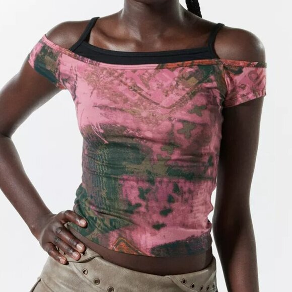 NWT UO Silence + Noise Kelli Cold Shoulder Pink Tank Top - Picture 5 of 5